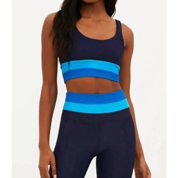 NWT Beach Riot Mackenzie-Heidi Color Block Bikini Top in Blue - Size Medium - Picture 3 of 11